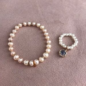 Freshwater pearl bracelet and ring
